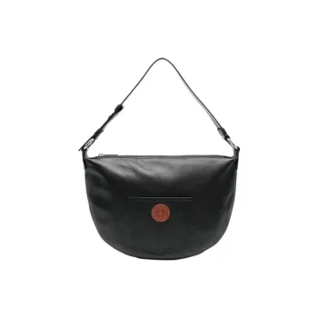 MOSCHINO Cow Leather Handbag Shoulder Bag Women's Black