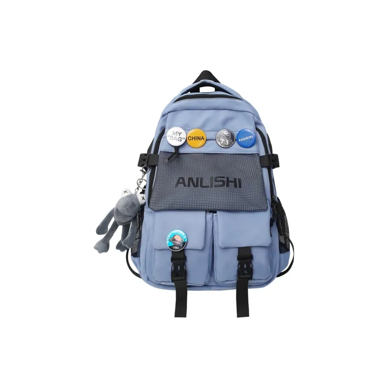 Single Warehouse Nylon Backpack Unisex Black/White/Blue/Gray-6