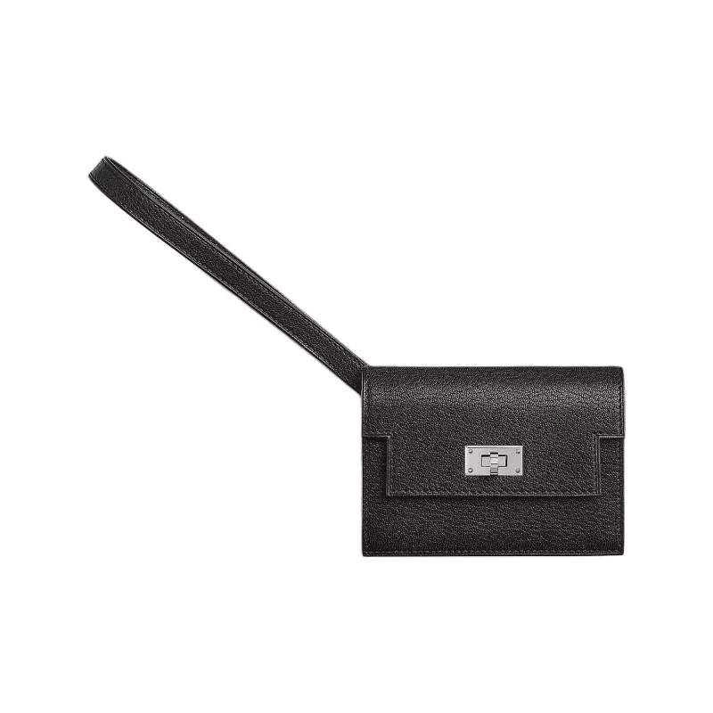 HERMES Kelly Pocket Chamkila Goat Skin Wallet Women's 89 Noir Black-0