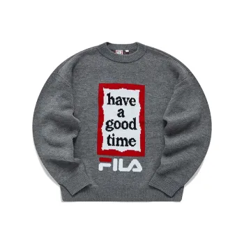 FILA Have A Good Time Collection Sweaters Unisex Ink Cloud Flower Gray