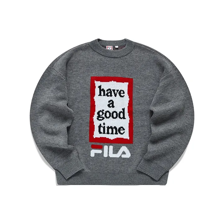 FILA Have A Good Time Collection Sweaters Unisex Ink Cloud Flower Gray-0