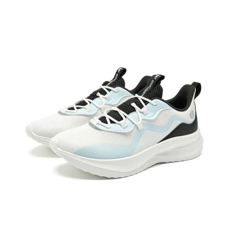 QIAODAN Cushioning, Slip Resistant, And Abrasion Resistant Low Top Casual Running Shoes Men's White Blue-2