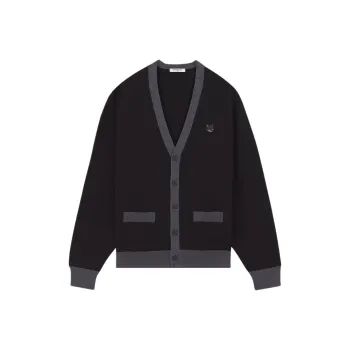 Maison Kitsune Bold Fox Head Patch V Neck Cardigan