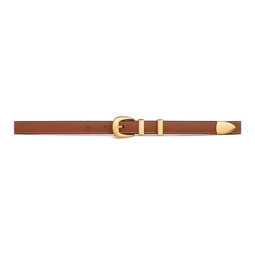 CELINE Western Style Buckle, Small Size, Pin Buckle Leather Belts Women's Brown Width 1.8cm