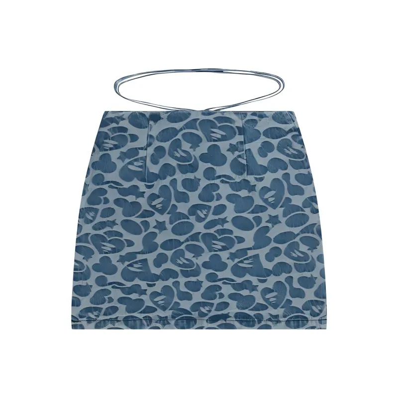 A BATHING APE Bape Denim Short Skirts Women's Blue-1