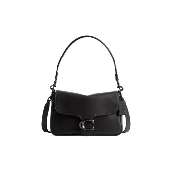 COACH Soft Tabby Smooth Leather Shoulder Bag Medium Size Women's Black