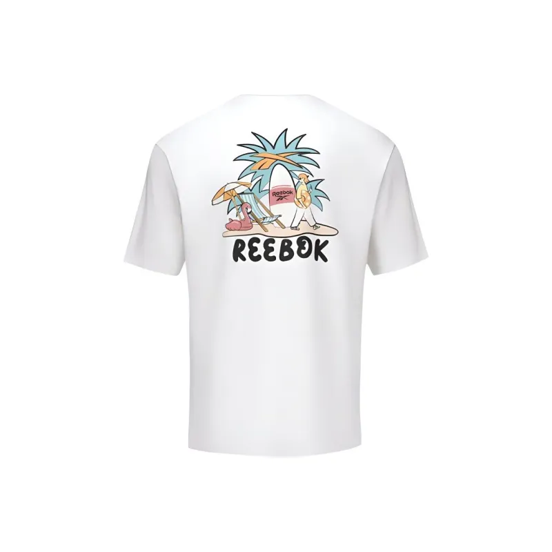 Reebok Drop Shoulder Sleeve T Shirt Unisex Raw White-0