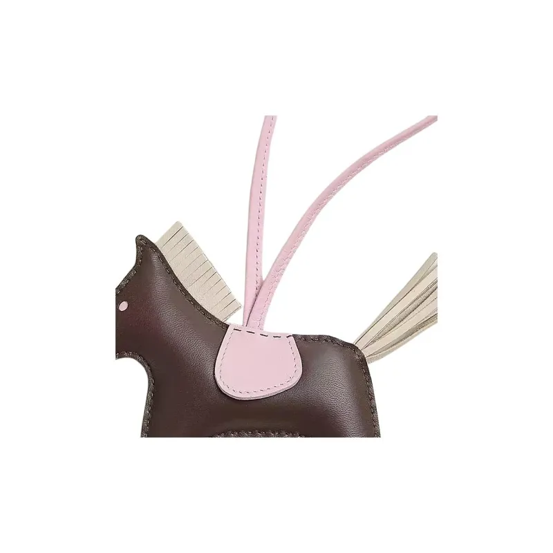 HERMES Rodeo Milo Lambskin Bag Accessory Unisex Chocolate & Chalk White & Rose Pink-1