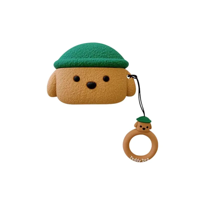 Wei Xin Compatibility With Apple AirPods 4/2/3/4th Generation/AirPods Pro/Pro 2 Silicone Teddy Dog Headphone Cases-0