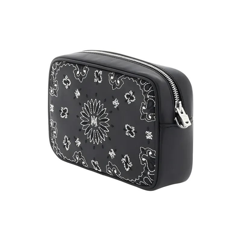 AMIRI Cow Leather Camera Bag Shoulder Bag Crossbody Bag Men's Black-1