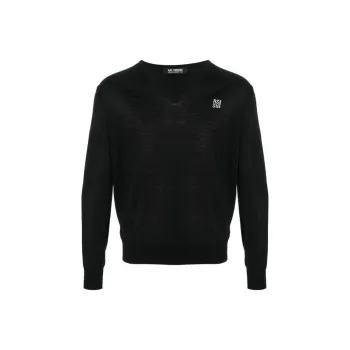 RAF SIMONS Embroidered logo Merino Wool Jumper