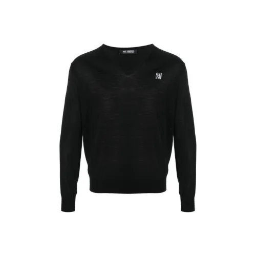 RAF SIMONS Embroidered logo Merino Wool Jumper