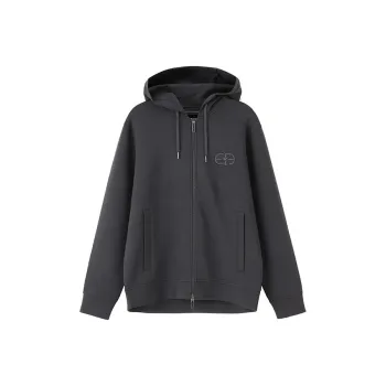 EMPORIO ARMANI Zipped Logo Embroidered Hoodie