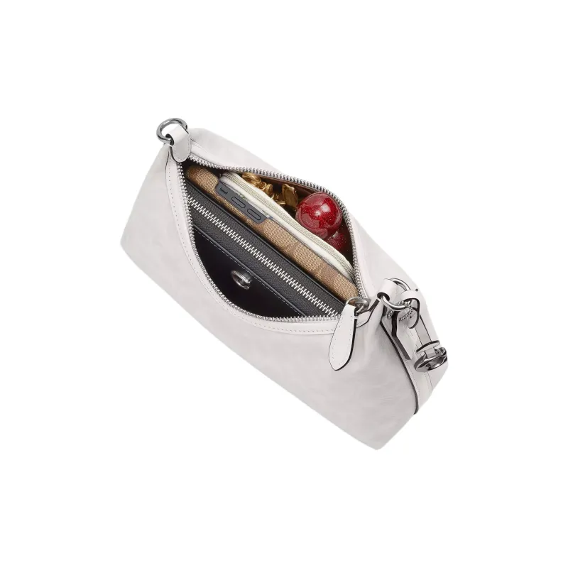 COACH Juliet Coated Canvas Shoulder Bag Tubas Women's Silver & Chalk White-4