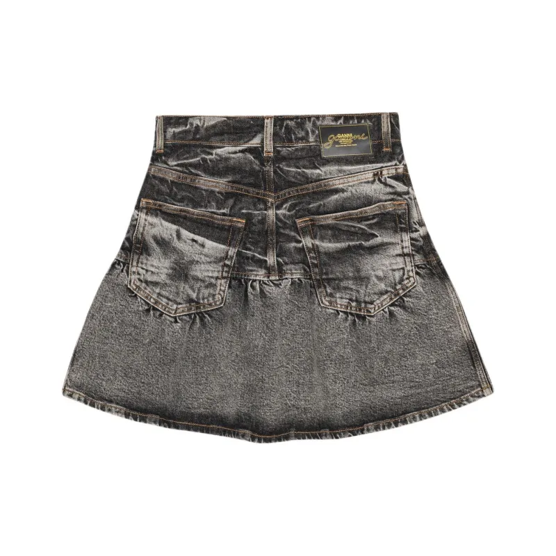 GANNI Whiskering effect Mini Skirt-1