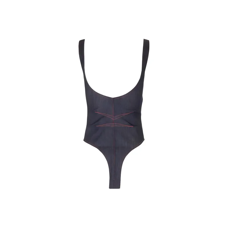 Alaia Sleeveless Denim Bodysuit-1