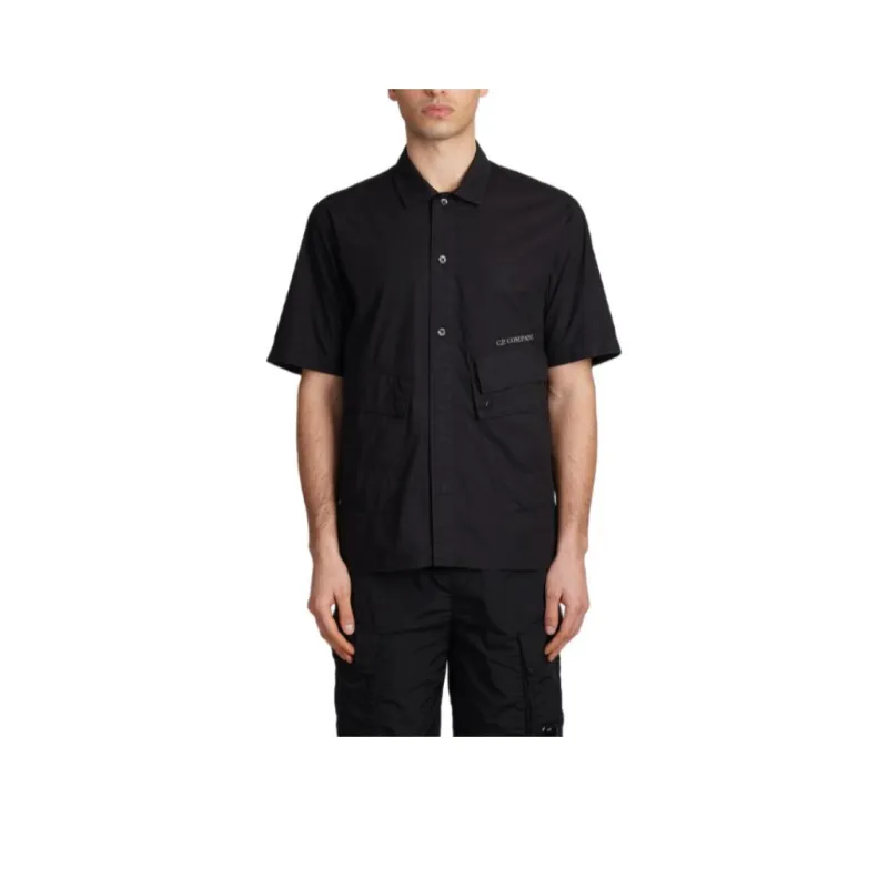 C.P.Company Logo Embroidered Short Sleeved Shirt-0