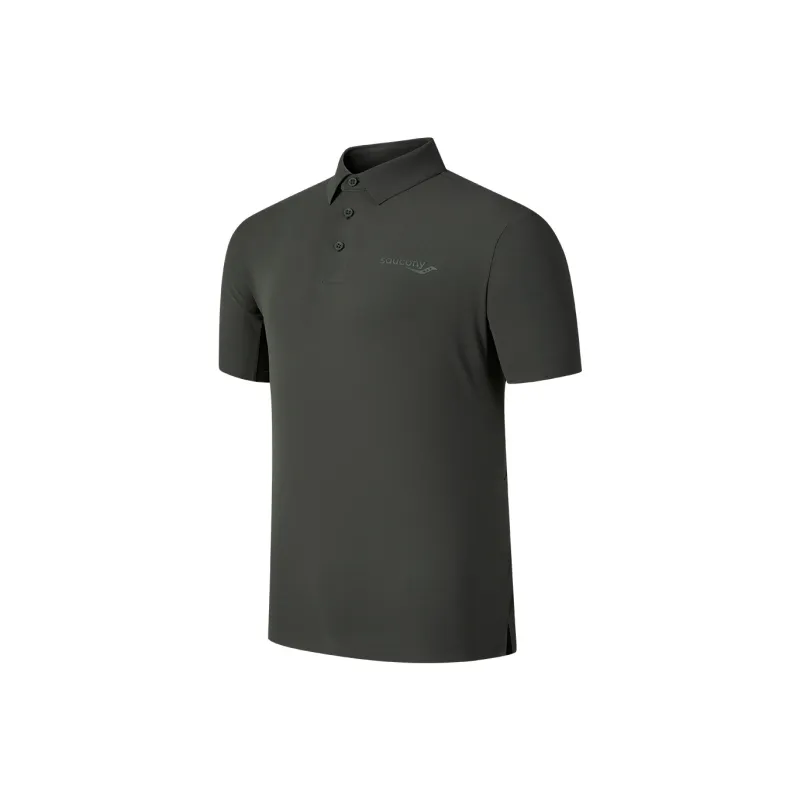 Saucony Polo Shirt Men's Rock Gray Army Green-0