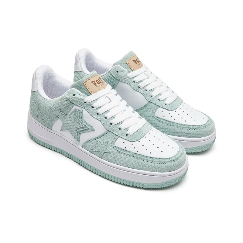 VOIT Slip Resistant Balance Low Top Skateboard Shoes Unisex Light Green/White-1