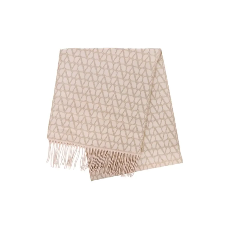 Valentino Wool, Cashmere Knit Scarves Women's Beige-4