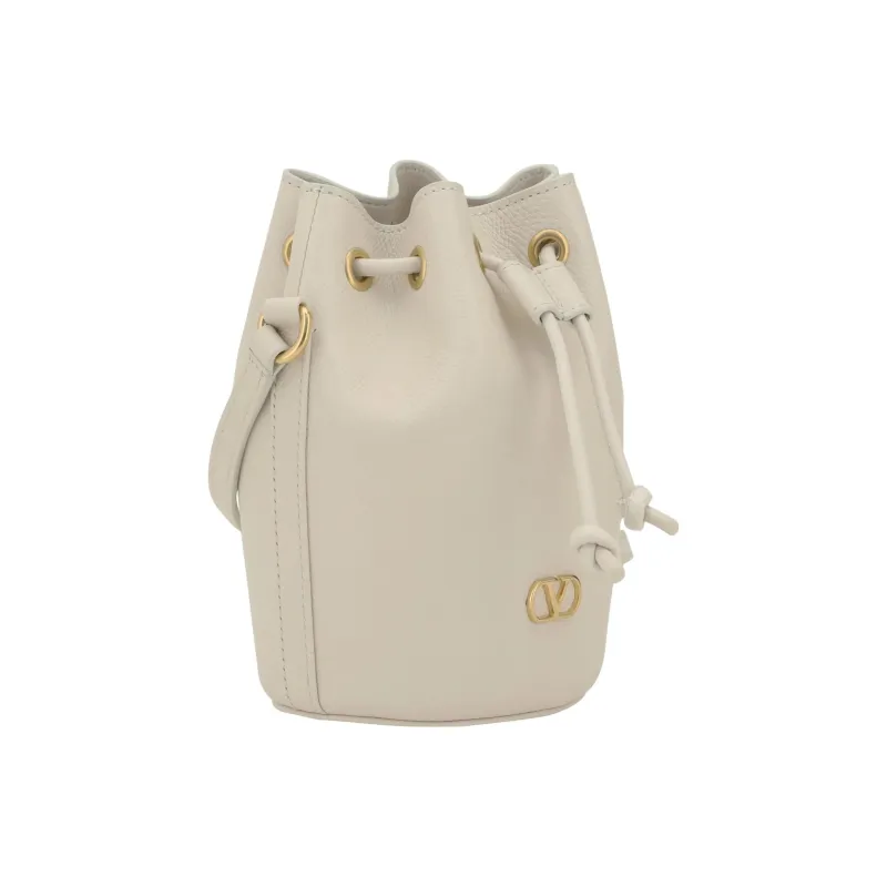 Valentino Vlogo Cow Leather Bucket Bag, Shoulder Bag Mini Women's White-1