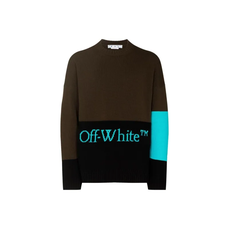 OFF WHITE Color Block Logo Knit Sweater-0