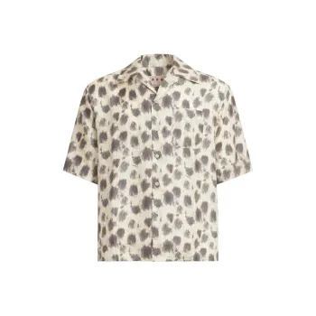 MARNI Crayon Leopard Printed Bowling Shirt