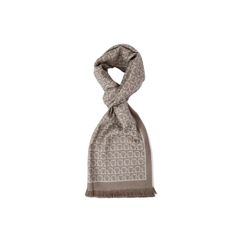 FERRAGAMO Wool Knit Scarves Unisex Brown-1