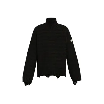 MM6 Maison Margiela High Neck Drop Shoulder Distressed Jumper