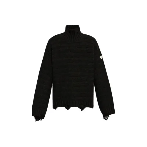MM6 Maison Margiela High Neck Drop Shoulder Distressed Jumper