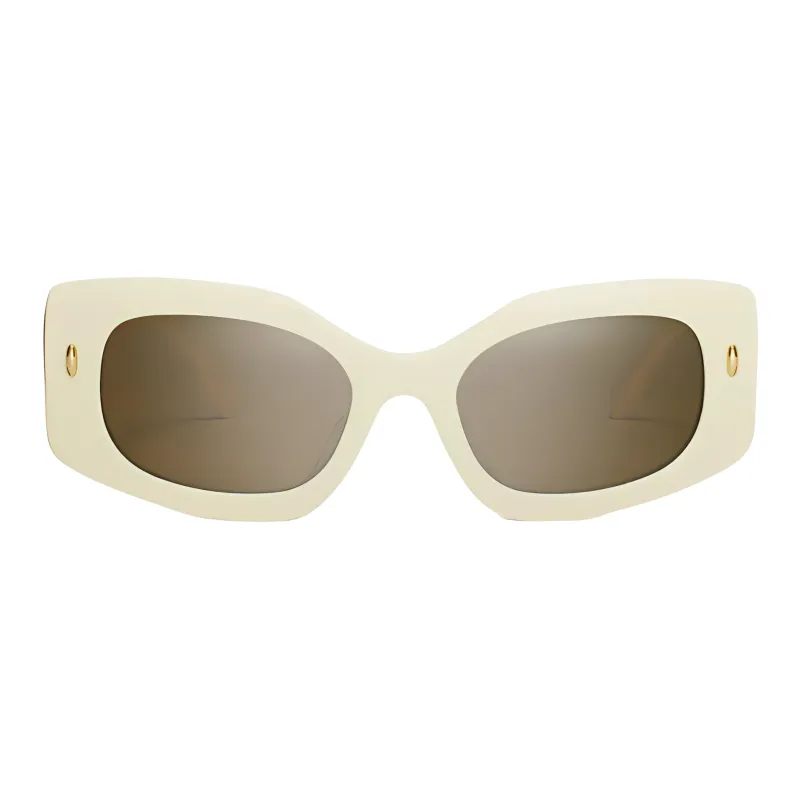 TORY BURCH Acetate Irregular Shape Sunglasses Unisex Ecru-1