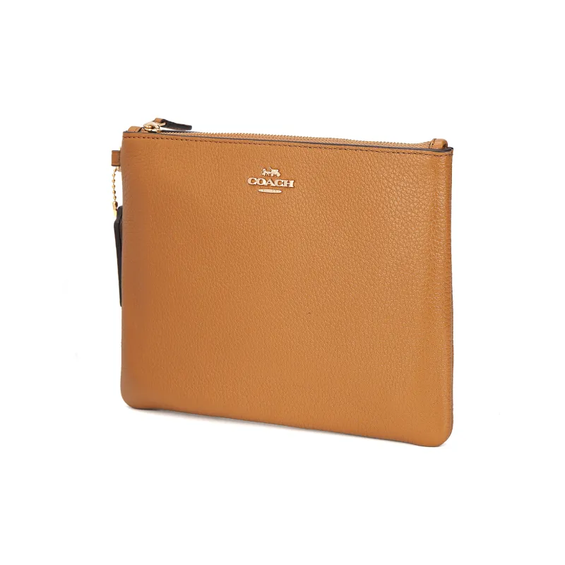 COACH Leather Clutch Small Size Women's White & Brown-1