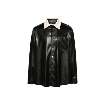 NANUSHKA Contrasting collar Faux leather Shirt