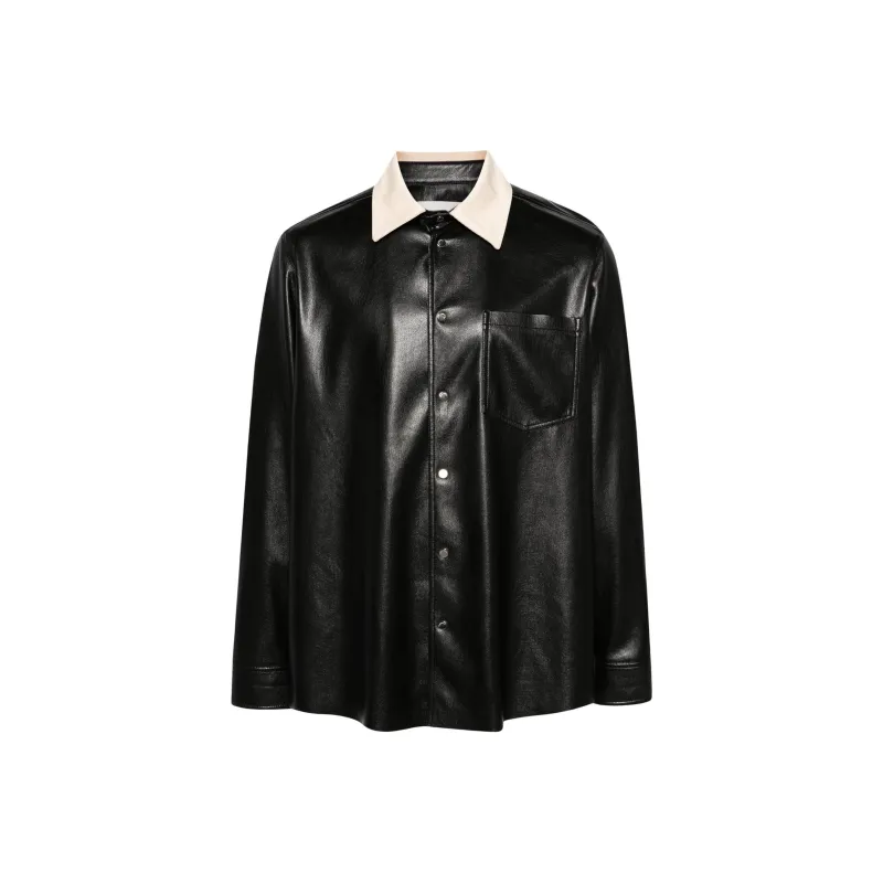 NANUSHKA Contrasting collar Faux leather Shirt-0