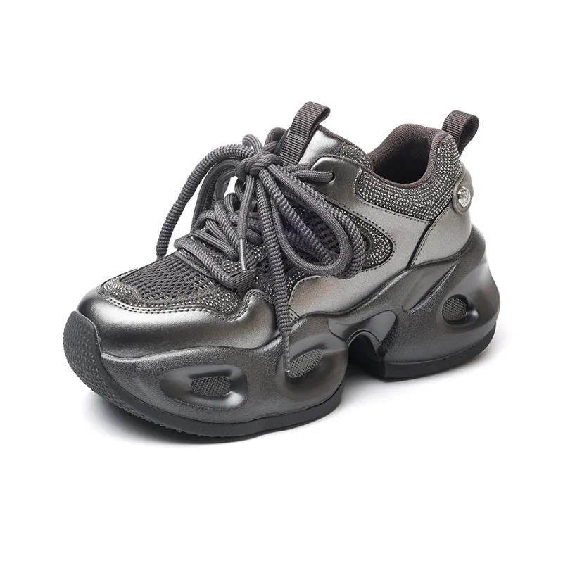 Cigna Low Top Chunky Sneakers Women's Gunmetal-0