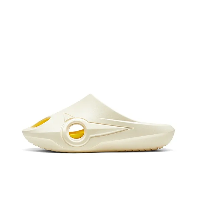 Qing Pao Slip Resistant Odor Resistant Massage Pad Slide Slippers Unisex White Yellow-0