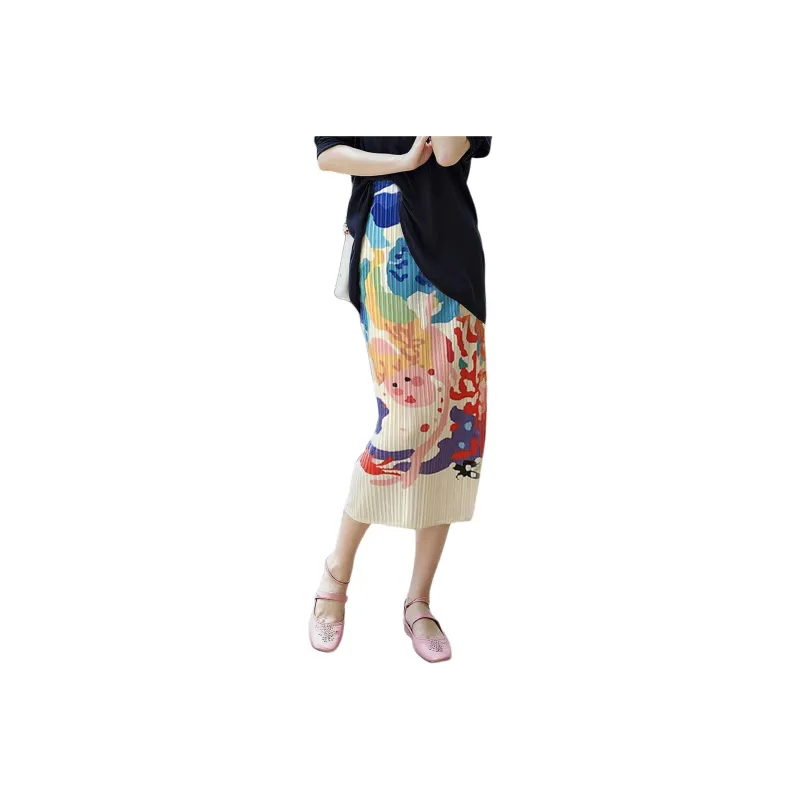 Wbwq Casual Long Skirt Women's Colorful Floral-1