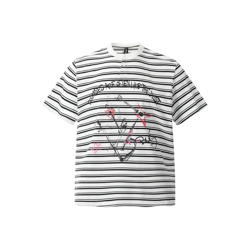 VERAF CA T Shirt Unisex Black White Stripes-0