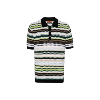 MISSONI Zigzag Ribbed Knit Polo Shirt