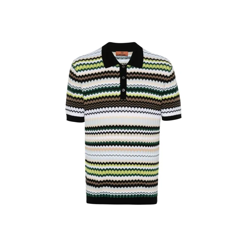 MISSONI Zigzag Ribbed Knit Polo Shirt-0