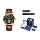 Brown Leather Gold-Tone Black Dial Box