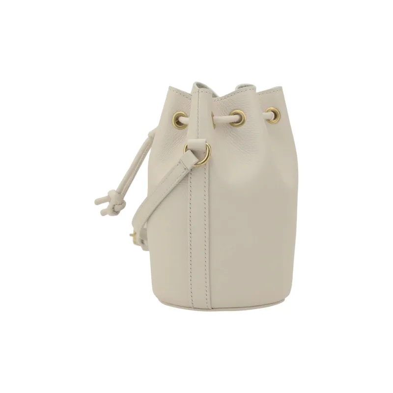 Valentino Vlogo Cow Leather Bucket Bag, Shoulder Bag Mini Women's White-2