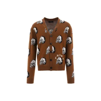 AMIRI V-Neck Fitted Long-Sleeved Knitwear Men's Brown