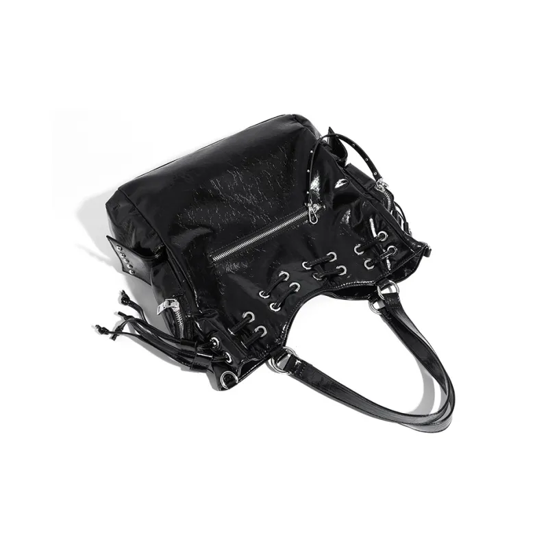 Vigno Synthetic Leather Shoulder Bag, Handbag Women's Black/Red/White-3