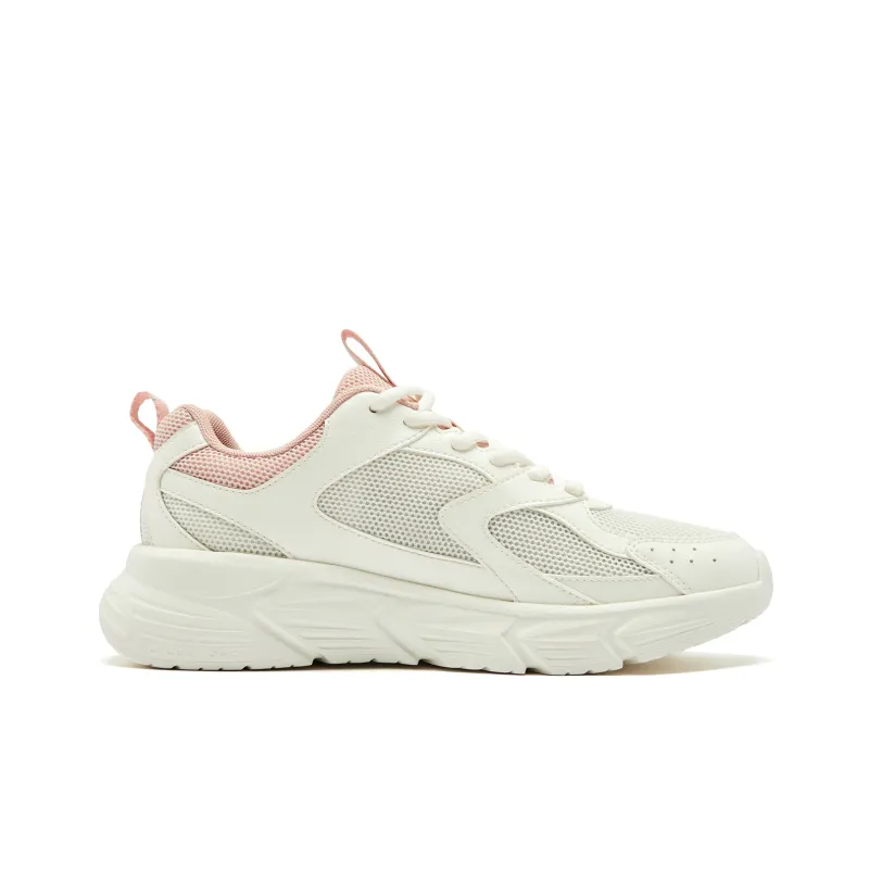 QIAODAN Cushioning, Slip Resistant, And Abrasion Resistant Low Top Casual Running Shoes Women's Beige Pink-1