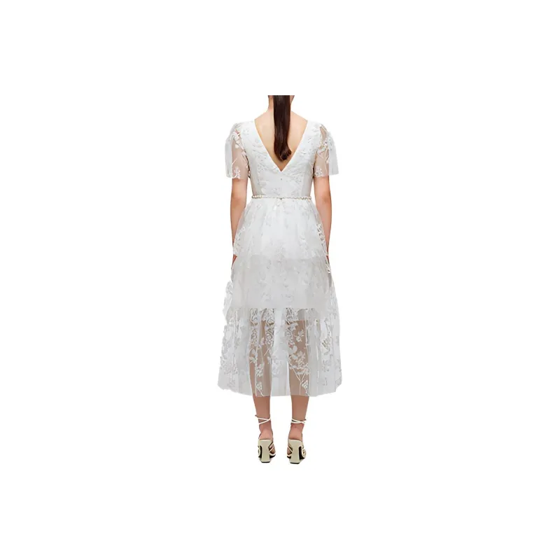 Self portrait Short Sleeved Dresses Women's White-1