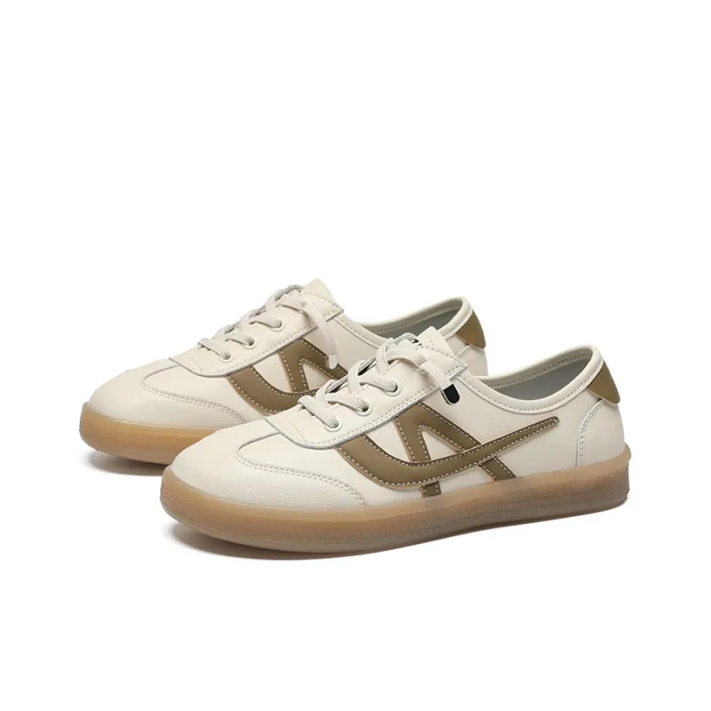 ZHR Flat White Sneakers Wear resistant And Lightweight Low Top Skateboard Shoes Women's-1