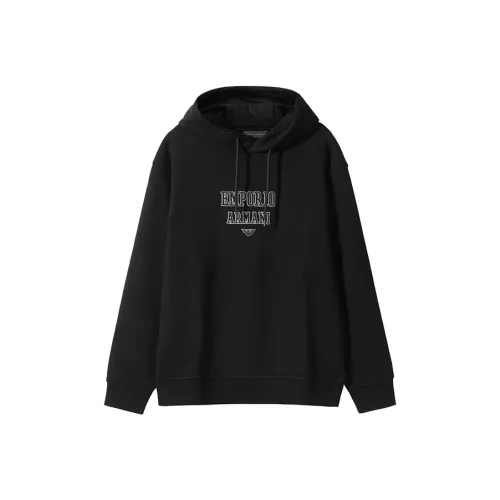 EMPORIO ARMANI Logo Embroidered Drawstring Hoodie