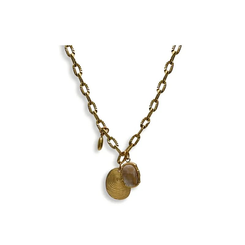 PUENTE Titanium Steel Collarbone Chain Men's Gold-0