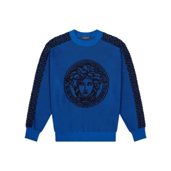 VERSACE Loose Fit Knitwear Men's Blue